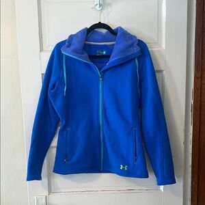 Under Armour Blue Ski Jacket with Hood and Full Zipper